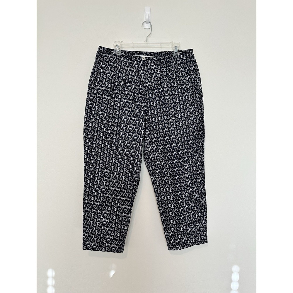 Liz Claiborne Pants‎ Womens 14W Blue Mid Rise Capri Ankle Crop Sailboat Triangle